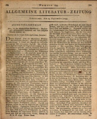 Allgemeine Literatur-Zeitung (Literarisches Zentralblatt für Deutschland) Samstag 14. September 1799