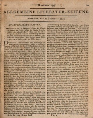 Allgemeine Literatur-Zeitung (Literarisches Zentralblatt für Deutschland) Mittwoch 18. September 1799