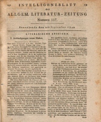 Allgemeine Literatur-Zeitung (Literarisches Zentralblatt für Deutschland) Samstag 21. September 1799