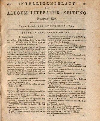 Allgemeine Literatur-Zeitung (Literarisches Zentralblatt für Deutschland) Samstag 28. September 1799