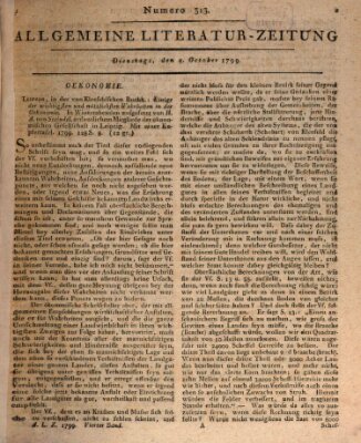 Allgemeine Literatur-Zeitung (Literarisches Zentralblatt für Deutschland) Dienstag 1. Oktober 1799
