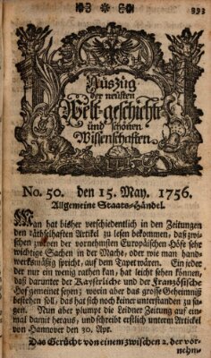 Auszug der neuesten Weltgeschichte und schönen Wissenschaften (Erlanger Real-Zeitung) Samstag 15. Mai 1756
