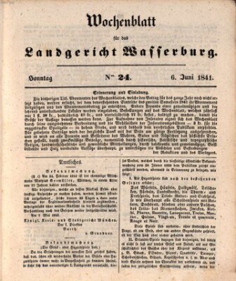 Wochenblatt für das Landgericht Wasserburg (Wasserburger Wochenblatt) Sonntag 6. Juni 1841