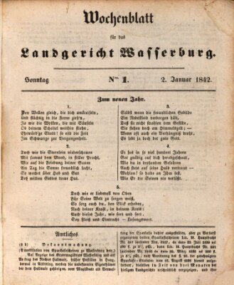 Wochenblatt für das Landgericht Wasserburg (Wasserburger Wochenblatt) Sonntag 2. Januar 1842