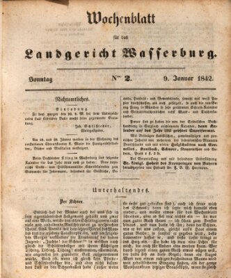 Wochenblatt für das Landgericht Wasserburg (Wasserburger Wochenblatt) Sonntag 9. Januar 1842