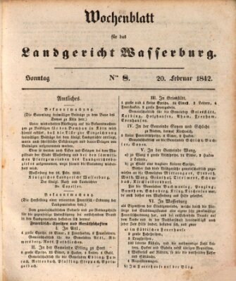 Wochenblatt für das Landgericht Wasserburg (Wasserburger Wochenblatt) Sonntag 20. Februar 1842