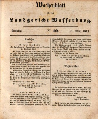 Wochenblatt für das Landgericht Wasserburg (Wasserburger Wochenblatt) Sonntag 6. März 1842