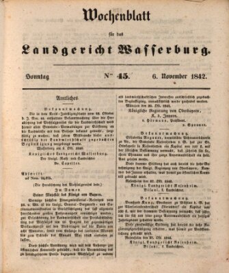 Wochenblatt für das Landgericht Wasserburg (Wasserburger Wochenblatt) Sonntag 6. November 1842
