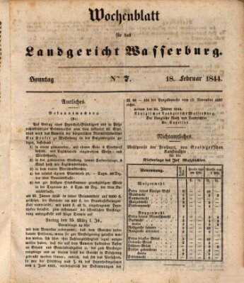 Wochenblatt für das Landgericht Wasserburg (Wasserburger Wochenblatt) Sonntag 18. Februar 1844