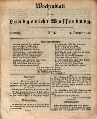Wochenblatt für das Landgericht Wasserburg (Wasserburger Wochenblatt) Sonntag 4. Januar 1846