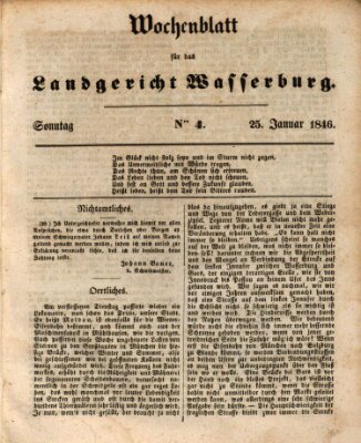 Wochenblatt für das Landgericht Wasserburg (Wasserburger Wochenblatt) Sonntag 25. Januar 1846