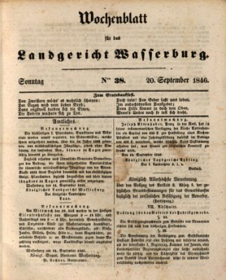 Wochenblatt für das Landgericht Wasserburg (Wasserburger Wochenblatt) Sonntag 20. September 1846