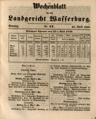 Wochenblatt für das Landgericht Wasserburg (Wasserburger Wochenblatt) Sonntag 28. April 1850