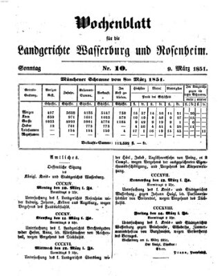Wochenblatt für die Landgerichte Wasserburg und Rosenheim (Wasserburger Wochenblatt) Sonntag 9. März 1851