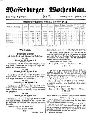 Wasserburger Wochenblatt Sonntag 15. Februar 1852