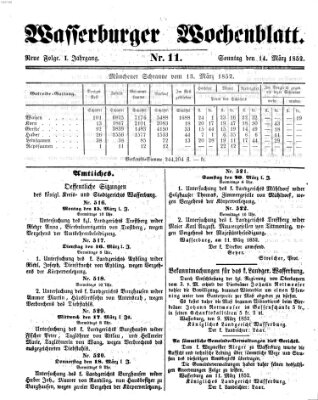 Wasserburger Wochenblatt Sonntag 14. März 1852
