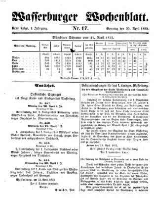 Wasserburger Wochenblatt Sonntag 25. April 1852