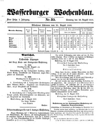 Wasserburger Wochenblatt Sonntag 29. August 1852