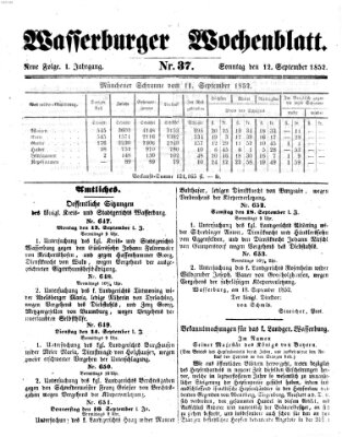 Wasserburger Wochenblatt Sonntag 12. September 1852