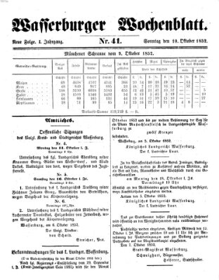 Wasserburger Wochenblatt Sonntag 10. Oktober 1852