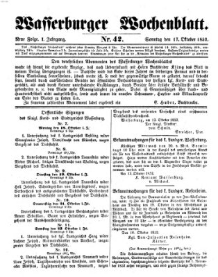 Wasserburger Wochenblatt Sonntag 17. Oktober 1852