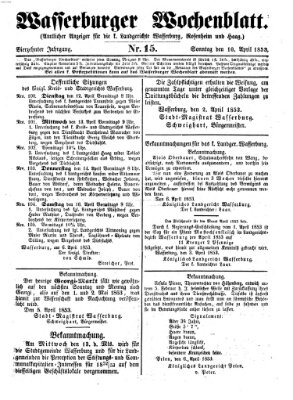 Wasserburger Wochenblatt Sonntag 10. April 1853