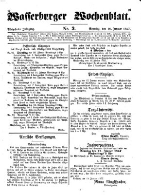 Wasserburger Wochenblatt Sonntag 18. Januar 1857