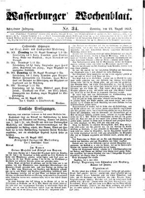 Wasserburger Wochenblatt Sonntag 23. August 1857