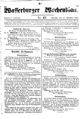 Wasserburger Wochenblatt Sonntag 22. November 1857