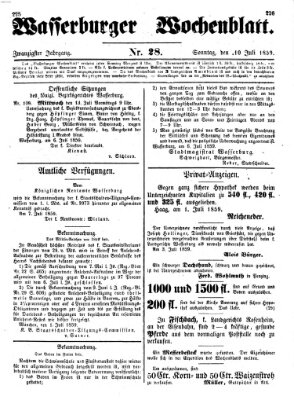 Wasserburger Wochenblatt Sonntag 10. Juli 1859