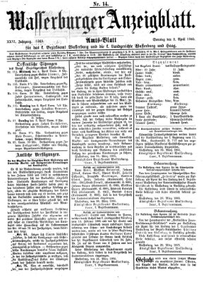 Wasserburger Anzeigblatt (Wasserburger Wochenblatt) Sonntag 2. April 1865