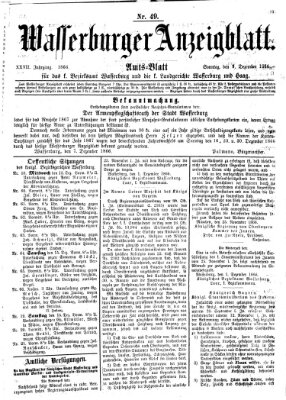 Wasserburger Anzeigblatt (Wasserburger Wochenblatt) Sonntag 9. Dezember 1866