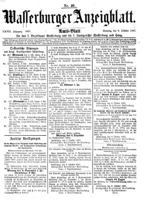 Wasserburger Anzeigblatt (Wasserburger Wochenblatt) Sonntag 6. Oktober 1867