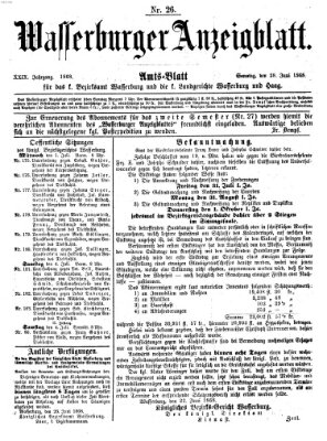 Wasserburger Anzeigblatt (Wasserburger Wochenblatt) Sonntag 28. Juni 1868