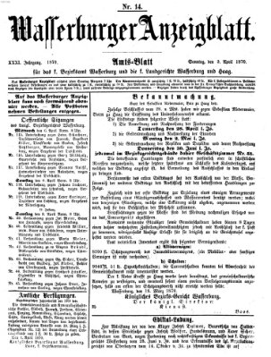 Wasserburger Anzeigblatt (Wasserburger Wochenblatt) Sonntag 3. April 1870