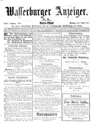 Wasserburger Anzeiger (Wasserburger Wochenblatt) Sonntag 2. April 1871