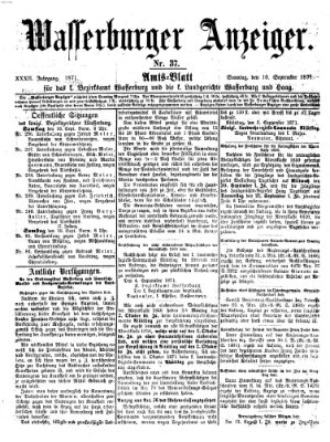 Wasserburger Anzeiger (Wasserburger Wochenblatt) Sonntag 10. September 1871