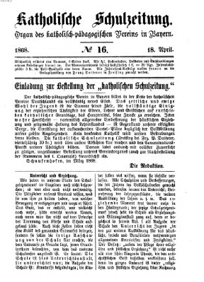 Katholische Schulzeitung (Bayerische Schulzeitung) Samstag 18. April 1868