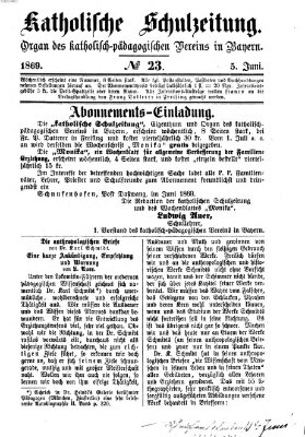 Katholische Schulzeitung (Bayerische Schulzeitung) Samstag 5. Juni 1869