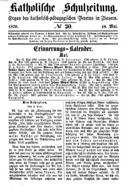 Katholische Schulzeitung (Bayerische Schulzeitung) Mittwoch 18. Mai 1870