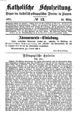 Katholische Schulzeitung (Bayerische Schulzeitung) Mittwoch 22. März 1871