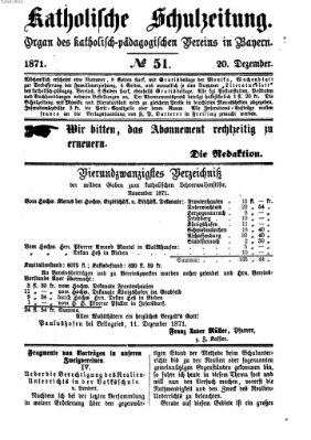 Katholische Schulzeitung (Bayerische Schulzeitung) Mittwoch 20. Dezember 1871