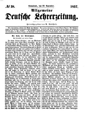 Allgemeine deutsche Lehrerzeitung Samstag 19. September 1857