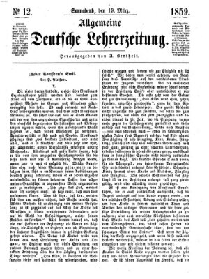 Allgemeine deutsche Lehrerzeitung Samstag 19. März 1859