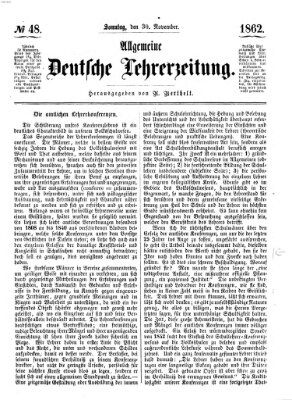 Allgemeine deutsche Lehrerzeitung Sonntag 30. November 1862