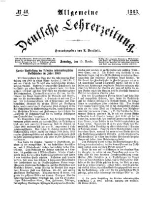 Allgemeine deutsche Lehrerzeitung Sonntag 15. November 1863