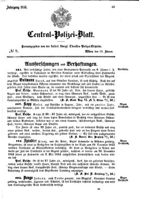 Zentralpolizeiblatt Freitag 18. Januar 1856