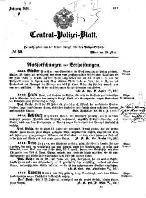 Zentralpolizeiblatt Montag 19. Mai 1856