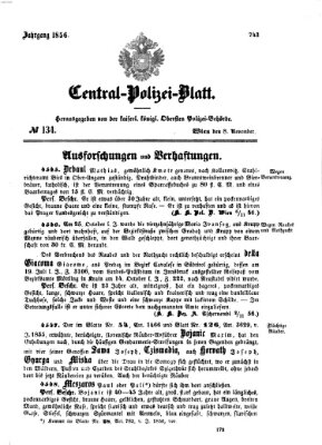 Zentralpolizeiblatt Samstag 8. November 1856