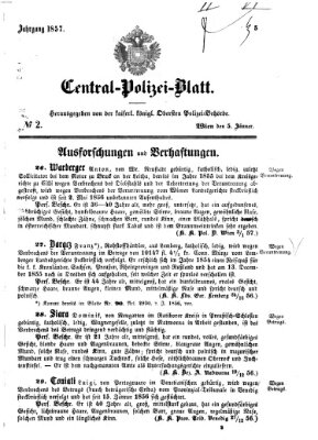 Zentralpolizeiblatt Montag 5. Januar 1857
